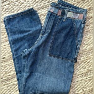 Anthropologie jeans with embroidered belt on waistline